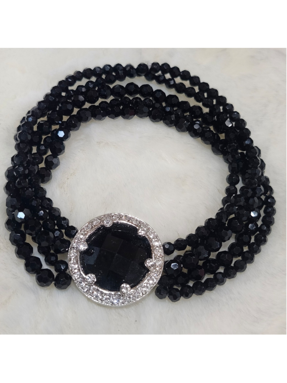 CAROLEE Multi Strand AB Jet Bead Bracelet
